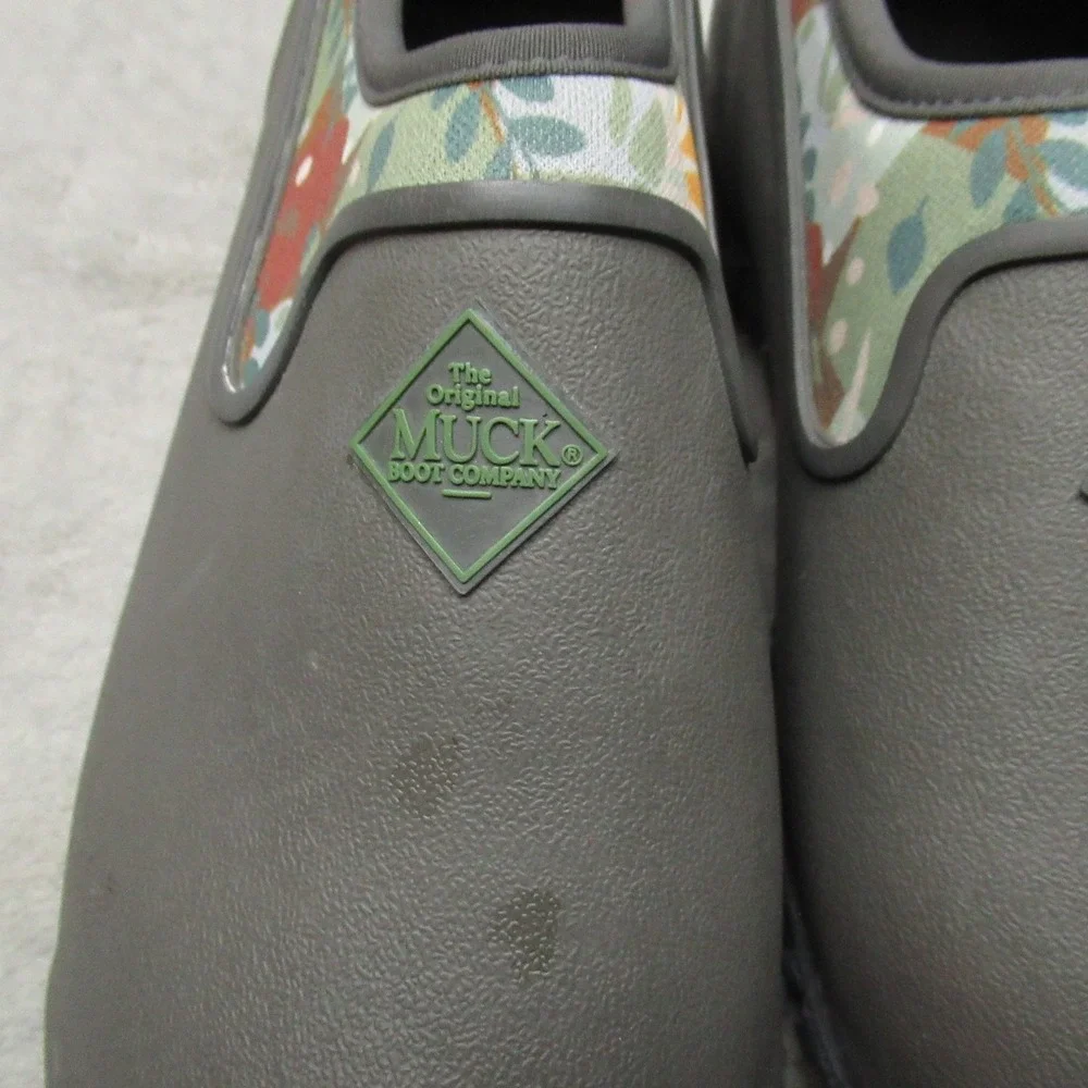 Muck Boot Garden Shoes Women 5 Gray‎ Floral Slip On Waterproof Outdoor